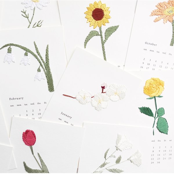 お花の紙刺繍カレンダー 2022