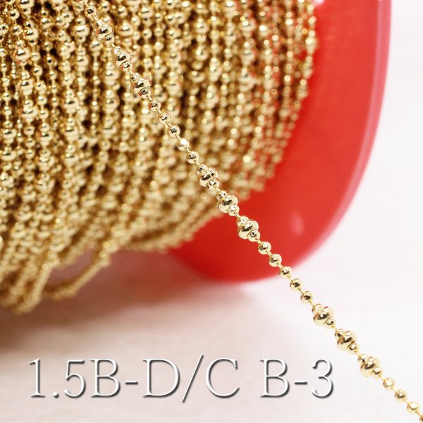 【1ｍ】三つ楕円のデザインボールチェーン《1.5B-D/C*B-3》（金色）