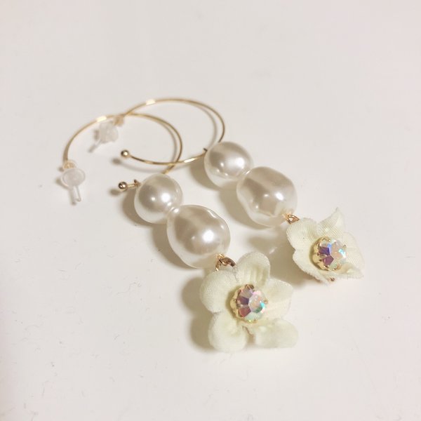 baroque pearl pierce♡forget-me-not