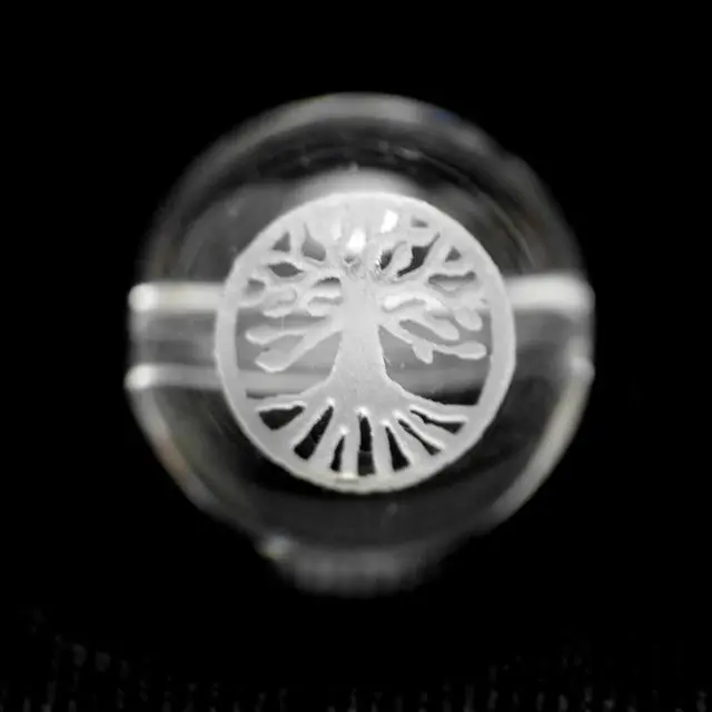【彫刻ビーズ・彫りビーズ】神聖幾何学模様彫りビーズ　ツリーオブライフ　水晶　1粒 12mm