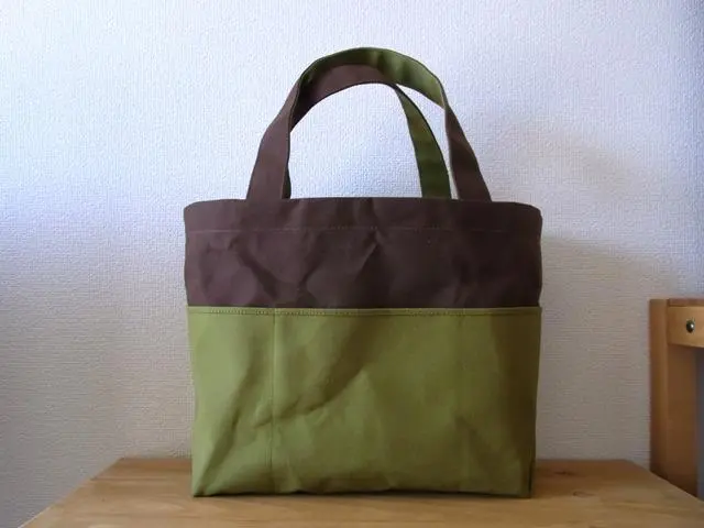 【受注製作】「bicolor tote M」 Brown × Green