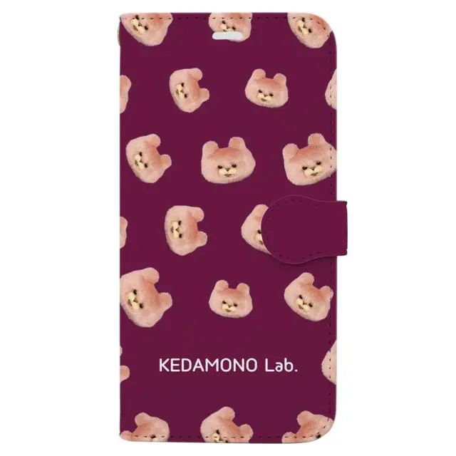 〈KEDAMONO Lab.〉手帳型スマホケース やみくまちゃん