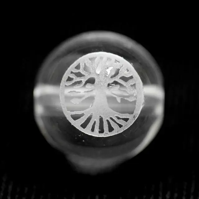 【彫刻ビーズ・彫りビーズ】神聖幾何学模様彫りビーズ　ツリーオブライフ　水晶　1粒 10mm