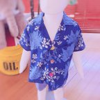 作品和モダンなフラワー柄アロハシャツ　kids Alohashirtt