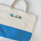 作品名入れ/サイズオーダー🚜はたらく車🚛手刺繍レッスンバッグ