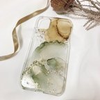 作品『Olive』オリーブ オリーブカラー グリーン　ニュアンス ニュアンスケース iPhoneケース アルコールインクアート iPhone13