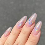 作品レインボー🌈オーロラ✨うるうるネイルチップ💅