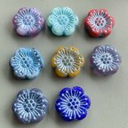 作品【8コセット】JIRI＊IVANA#czech beads#チェコビーズ　 button flower18㍉ mix/blueA