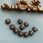 作品【2コセット】JIRI＊IVANA#czech beads#チェコビーズ　hexagram star black picasso/bronze