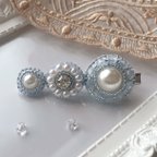 作品ビーズ刺繍 ヘアクリップ ヘアピン パール 