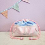 作品スカラップのお弁当袋　pastel blue サイズ変更可能