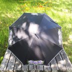作品[送料無料]紫薔薇の日傘（黒）晴雨兼用・しゃ熱効果・手開き・トールペイント