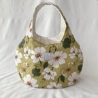 作品ころりんバッグ　Lサイズ　ショルダー　kororin bag  軽い　大きめ　ざっくり　ニュアンスカラー　水彩画　花柄