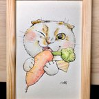 作品『オイチイお顔イラスト』ハガキサイズ原画