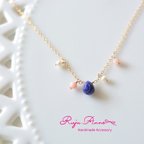 作品SALE＊14kgf＊ラピスラズリ(ドロップカット)×ピンクオパール×淡水パールのネックレス