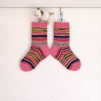 作品[18.5cm]キッズ手編み靴下【Roest color】Kids Socks