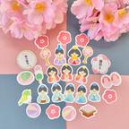 作品雛祭り 和紙のフレークシール/Hinamatsuri(Doll’s Festival) Washi stickers/Japanese traditional paper stickers