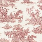 作品トワルドジュイ toile de jouy 素朴な生活 レッド 赤 ダブル幅280cm