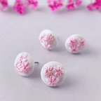 作品【桜】刺繍 ピアス  ノンホールピアス イヤリング 選べる金具  