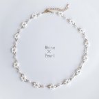 作品｟再販｠  韓国ビーズ♡フラワーチョーカー＼White×Pearl／