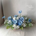 作品◆ブルーダリアのアレンジメント◆造花◆花倶楽部 