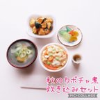 作品ミニチュア 秋のカボチャ煮、炊き込みセット