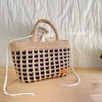 作品＊立体Solid模様編み bag＊内布巾着付き