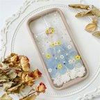 作品紫陽花のiFace風押し花スマホケース、iPhoneのみ対応、手帳型、iPhone15、iPhone15 Pro、iPhone15plus、iPhone14、iPhone14 plus、iPhone8