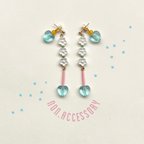 作品〻ビーズアクセサリー♡白いお花とハートのピアス〻