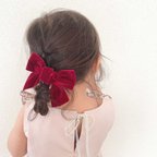 作品𓍱 velvet ribbon hair clip（ 全3色 ）　/　キッズヘアクリップ　ベビー　キッズ　ヘアクリップ　ベビーヘアクリップ　ドレス　誕生日　ヘアアクセサリー　ヘアピン　結婚式　リボン