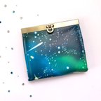 作品 【SALE】身軽なコンパクト財布/宇宙/星空/夜空/グリーン