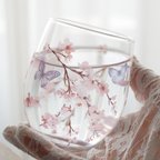 作品〖 はんなり桜と蝶が舞うグラス 〗春 食器