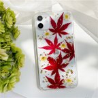 作品楓（カエデ）  押し花スマホケース iPhone13・Xperia・Galaxy・AQUOSケース