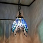 作品新色 天使のランプ ブルー,スカイブルー&クリア  ステンドグラス 照明 ランプ ペンダント 再販