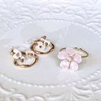 作品桜2点セット　指輪　Minette☆ RING087 & ノンホールピアス ( イヤリング )–AC001 ❇︎ ピアス 変更無料 ❇︎