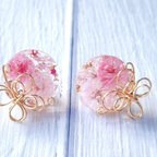 作品＊春夏＊華やかピアス/イヤリング《ピンク》