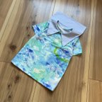 作品【100size】 綿100% 海水浴柄　セーラー衿Tシャツ