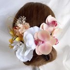 作品no.54成人式　卒業式　結婚式　髪飾り　コーラル