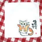 作品イラストハンカチ☆猫かぶってます☆茶白さばしろ☆