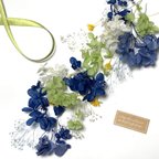 作品★ハーフサイズハーバリウム花材キット blue×green