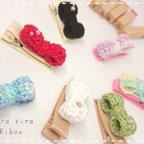 作品【送料無料】キラキラリボンのベビーヘアクリップ✶*