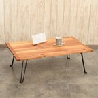 作品古材で作った折りたたみテーブル　木材：松(まつ）と欅（けやき）の古材／脚：アイアン
