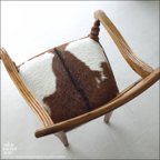 作品チークレザーアームチェアputi/N11 イス 椅子 ダイニングチェア ハラコ 毛皮張り 手作り 本皮 肘掛け椅子 総無垢 ナチュラル 送料無料