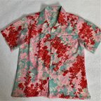 作品着物リメイクアロハ　水面に小花　Men's M size