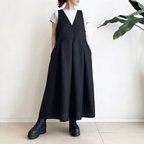 作品サロペットスカート/ジャンパースカート Cotton Linen Black