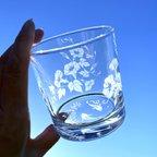 作品「朝顔と金魚」夏の涼やか透明グラス
