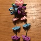 作品紫陽花のつまみ細工ブローチ