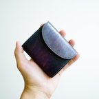作品flap mini wallet [ グラデーション ダークパープル ] ミニ財布 コンパクトウォレット パティーヌ