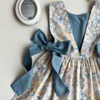 作品【 1歳〜7歳まで着れるドレス 】 side ribbon dress (Blue) / one size