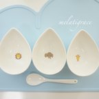 作品【名入れOK】離乳食が楽しくなる小皿3つ&スプーンセット 出産祝い　ハーフバースデーお祝い